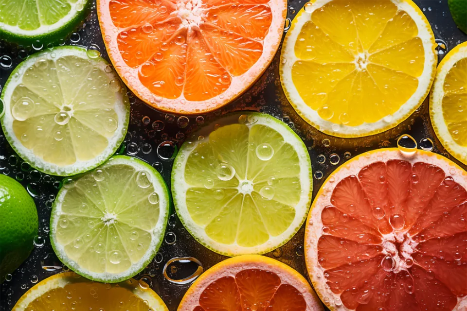 Frutas cítricas fatiadas